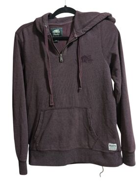 Roots Women’s Macaroon Purple Half Zip Hoodie Kangaroo Pocket Size Medium
